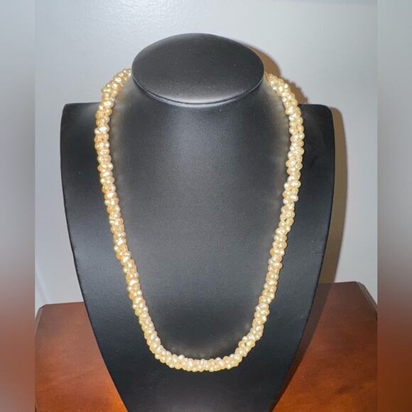 Vintage Necklace / Faux Pearls / double strand /iridescent with etching - Picture 1 of 4